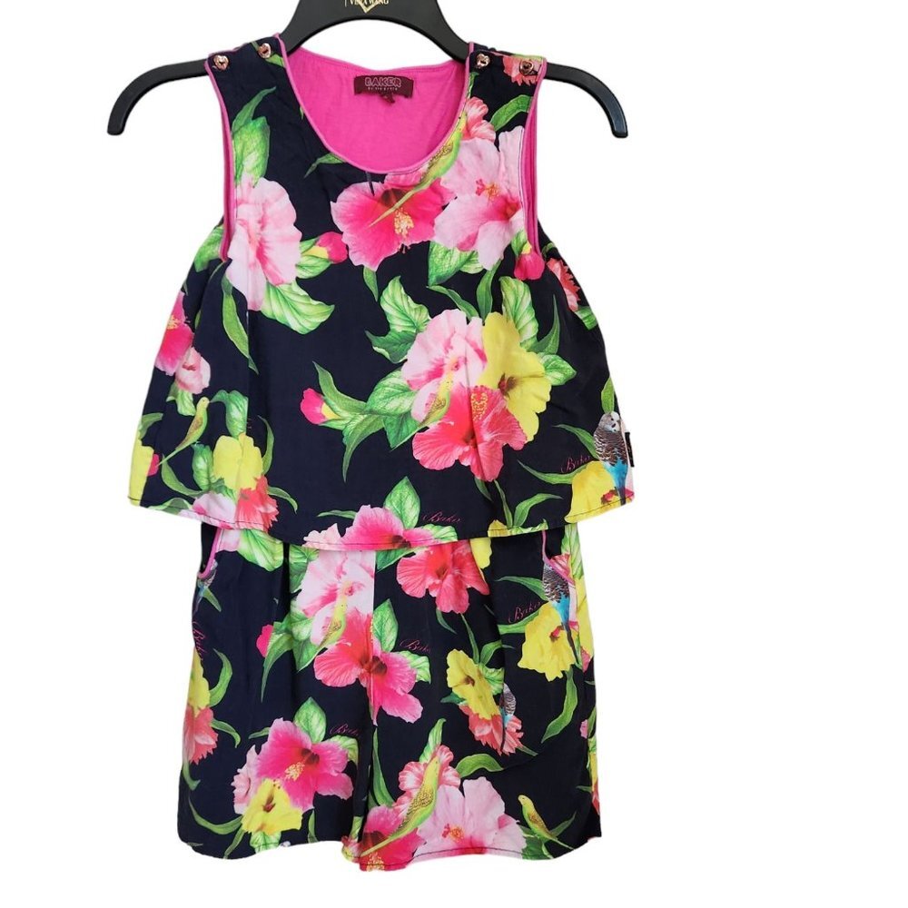 Baker by Ted Baker Girl's Sleeveless Jumpsuit Romper‎ Floral Tropical Summer